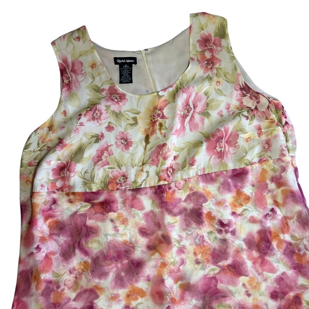 Rachel Adams 3X Silk Floral Maxi Dress Pastel Garden Print Boho Flowy Fairy Plus - Picture 2 of 4